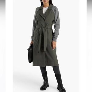 GOOD AMERICAN Gabardine-paneled Stretch-cotton Jersey Trench Coat 3 Large